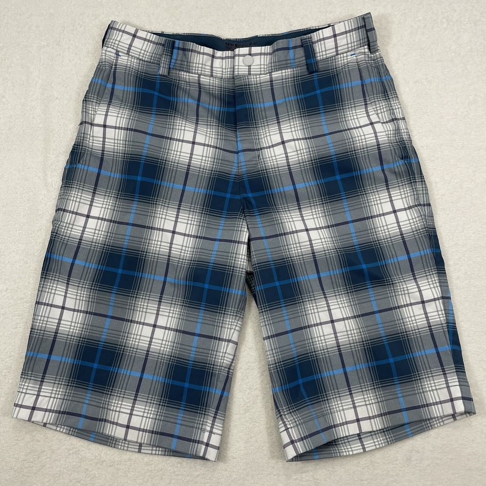 Nike Golf Tour Performance Dri-Fit Plaid Size 30 White/Gray/Blue